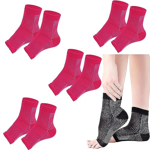 Kompressions-Socken, OrthopäDische Kompressionssocken Herren Damen (L/XL, Rose Rot（4pcs）) von Hokuto