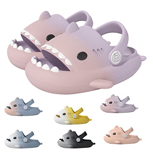 Hai-Rutschen FüR Kinder, Shark Slides HaifischzäHne Rutschfeste Sohle Slides Kinder Strand Hausschuhe (Pink and Purple, toddler, numeric_31, numeric_range, eu_footwear_size_system, numeric_32, medium) von HOKUTO