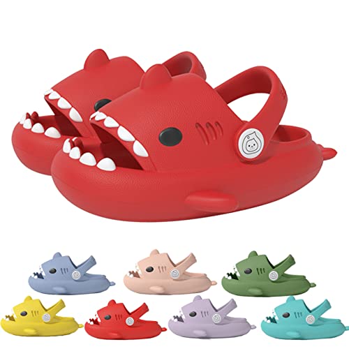 Hai-Rutschen FüR Kinder, Shark Slides HaifischzäHne Rutschfeste Sohle Slides Kinder Strand Hausschuhe (Red, toddler, numeric_31, numeric_range, eu_footwear_size_system, numeric_32, medium) von HOKUTO