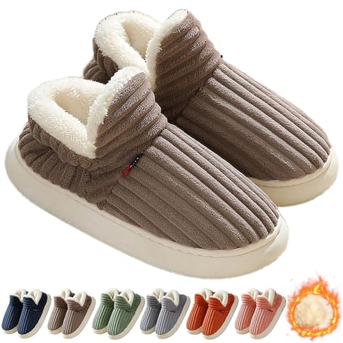 Hausschuhe Damen Herren Winter, Schlappis Wolken Damen Original Winter, Rutschfeste Leichte Schlappen Hausschuhe (Braun, Erwachsene, Damen, 42, Numerisch (von/bis), EU Schuhgrößensystem, 43, M) von HOKUTO