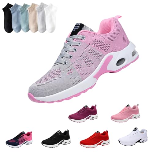 Hokuto Aynosa OrthoWalk für schmerzfreie Füße, mit Fußgewölbeunterstützung Leichte Damen Laufschuhe mit Luftkissen Atmungsaktivem Mesh (Pink A,38) von HOKUTO