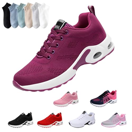 Hokuto Aynosa OrthoWalk für schmerzfreie Füße, mit Fußgewölbeunterstützung Leichte Damen Laufschuhe mit Luftkissen Atmungsaktivem Mesh (Purple,41) von HOKUTO