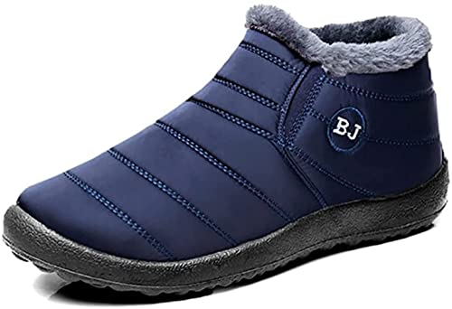 Hokuto Boojoy Winterschuhe, Schnee Flache Stiefeletten Rutschfeste Winter Pelz Booties, blau, 37.5 EU von Hokuto