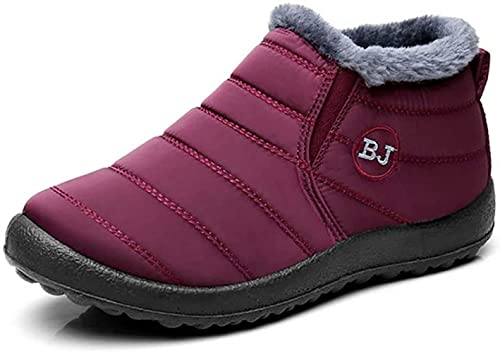 Hokuto Boojoy Winterschuhe, Schnee Flache Stiefeletten Rutschfeste Winter Pelz Booties, violett, 42.5 EU von Hokuto