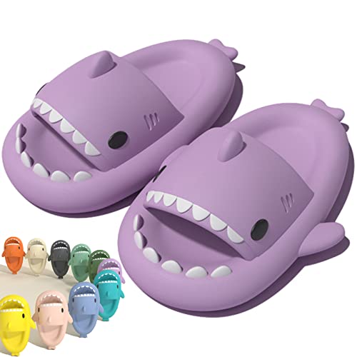 Hokuto Cloud Shark Slides for Women Men, Cute Shark Slippers, Super Soft Massage Anti-slip Open Toe Slides (Lila, adult, women, numeric_40, numeric_range, eu_footwear_size_system, numeric_41, medium) von HOKUTO