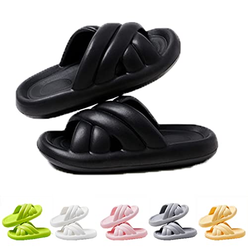 Hokuto Cosyslides Wolkenslipper Original, Cloud Slippers 4cm Eva-Sandalen Und Hausschuhe Mit Weicher Sohle (Schwarz, adult, numeric_38, numeric_range, eu_footwear_size_system, numeric_39, wide) von Hokuto