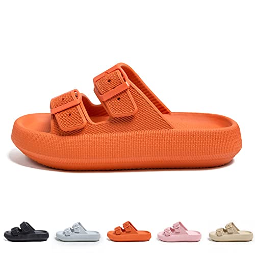 Hokuto Cozy Slides Original Cloud Slippers, Unisex Doppelte Schnalle Weiche Sommer Strand Schuhe Sandalen (Orange, Erwachsene, 36, Numerisch (von/bis), EU Schuhgrößensystem, 37, Breit) von HOKUTO