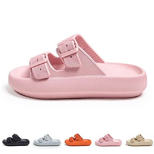 Hokuto Cozy Slides Original Cloud Slippers, Unisex Doppelte Schnalle Weiche Sommer Strand Schuhe Sandalen (Rosa, adult, numeric_38, numeric_range, eu_footwear_size_system, numeric_39, medium) von Hokuto