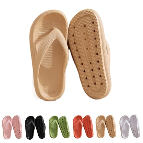 Hokuto Cozy Slides Original Flipflop, Flip Flops Mit FußBett Damen, Slipper Damen Sommer (khaki, Erwachsene, 36, Numerisch (von/bis), EU Schuhgrößensystem, 37, Breit) von Hokuto