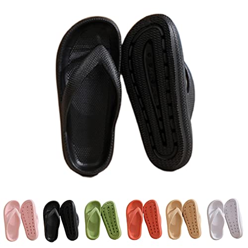 Hokuto Cozy Slides Original Flipflop, Pummy Hausschuhe, Flip Flops Mit FußBett Damen, Slipper Damen Sommer (Black, adult, numeric_44, numeric_range, eu_footwear_size_system, numeric_45, wide) von Hokuto