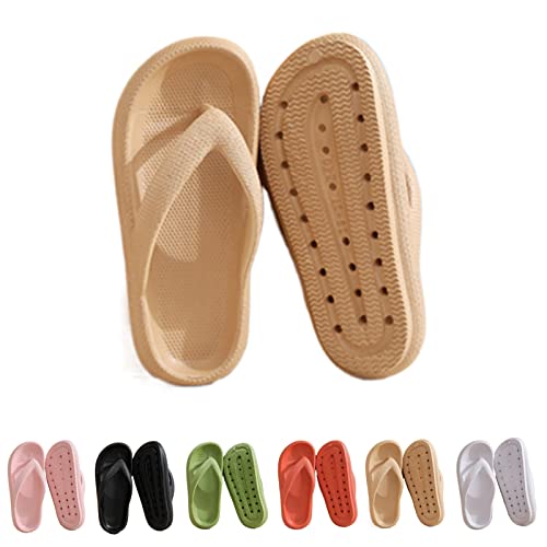 Hokuto Cozy Slides Original Flipflop, Pummy Hausschuhe, Flip Flops Mit FußBett Damen, Slipper Damen Sommer (Khaki, adult, numeric_38, numeric_range, eu_footwear_size_system, numeric_39, wide) von Hokuto