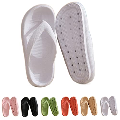 Hokuto Cozy Slides Original Flipflop, Pummy Hausschuhe, Flip Flops Mit FußBett Damen, Slipper Damen Sommer (White, adult, numeric_38, numeric_range, eu_footwear_size_system, numeric_39, wide) von Hokuto