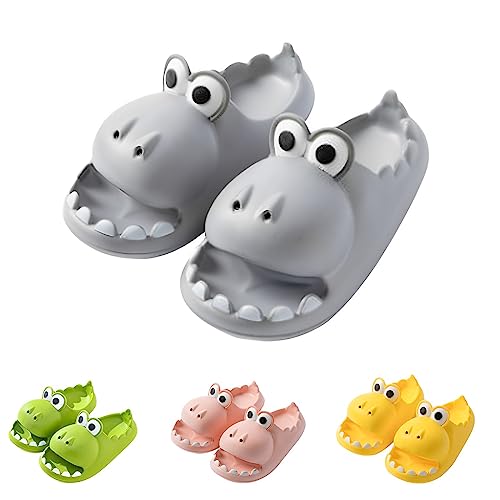 Hokuto Dino-Hausschuhe, lustige Cartoon-Dinosaurier-Sommerhaus-Anti-Rutsch-Slipper mit offener Zehenpartie (Grey, adult, women, numeric_39, numeric_range, eu_footwear_size_system, numeric_40, wide) von Hokuto