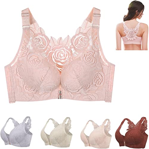 Hokuto Floral Secrets Comfort Rose BH, Comfort Rose Lift BH, Frontverschluss Push Up bügelfreier & nahtloser BH, Puderige Haut, 105C von Hokuto