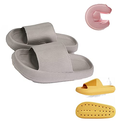 Hokuto Gummi Schlappen, Laufen Wie Auf Wolken, Slipper Damen Sommer, Bequeme Hausschuhe Damen (Grau, adult, numeric_40, numeric_range, eu_footwear_size_system, numeric_41, wide) von Hokuto