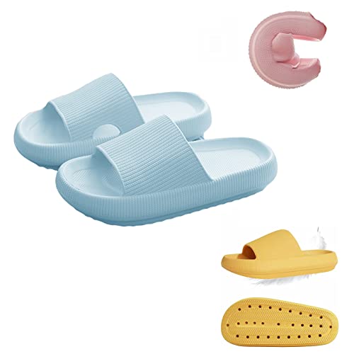 HOKUTO Gummi Schlappen, Laufen Wie Auf Wolken, Slipper Damen Sommer, Bequeme Hausschuhe Damen (Hellblau, Erwachsene, 38, Numerisch (von/bis), EU Schuhgrößensystem, 39, Breit) von HOKUTO