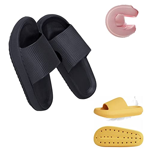 Hokuto Gummi Schlappen, Laufen Wie Auf Wolken, Slipper Damen Sommer, Bequeme Hausschuhe Damen (Schwarz, adult, numeric_36, numeric_range, eu_footwear_size_system, numeric_37, wide) von Hokuto