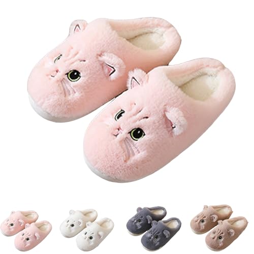 Hokuto Hausschuhe Katzen, Katzen Hausschuhe Damen, Flauschig PlüSch Hausschuhe FüR Damen Kawaii Shoes Cozy Slippers (Rosa, Erwachsene, 38, Numerisch (von/bis), EU Schuhgrößensystem, 39, Breit) von Hokuto