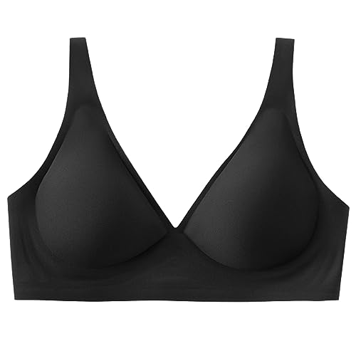 Hokuto Himmeltragen BH, Removable Padded No Feel Comfortable Seamless Bra Wireless with Jelly Strip Support for Women (Black, M) von Hokuto