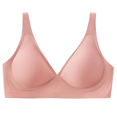 Hokuto Himmeltragen BH, Removable Padded No Feel Comfortable Seamless Bra Wireless with Jelly Strip Support for Women (Pink, XL) von Hokuto