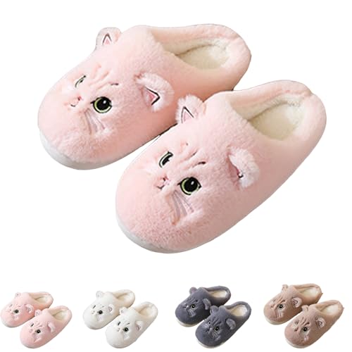 Hokuto Katzen Hausschuhe Damen, Flauschig PlüSch Hausschuhe FüR Damen Kawaii Shoes Cozy Slippers (pink, 38) von Hokuto
