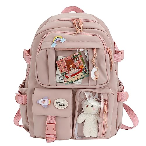 Hokuto Kawaii Rucksack Schule Kinder Mädchen Teenager Kaninchen-Backpack Süßer Hasen Große Kapazität Wasserdicht Rucksack (Kawaii pink) von Hokuto