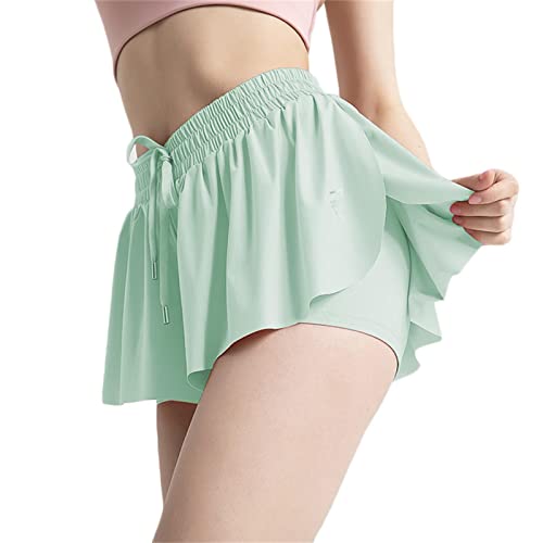 Hokuto Kiki Kona Shorts, 2in1 Flowy Fitness Shorts, Yoga, Biker, Laufen, Fitnessstudio, Butterfly Shorts für Frauen (M, C10-Helles Cyan) von HOKUTO