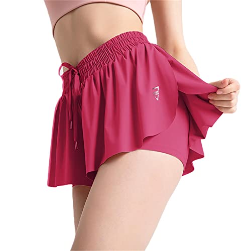 Hokuto Kiki Kona Shorts, 2in1 Flowy Fitness Shorts, Yoga, Biker, Laufen, Fitnessstudio, Butterfly Shorts für Frauen (S, C11-Weinrot) von HOKUTO