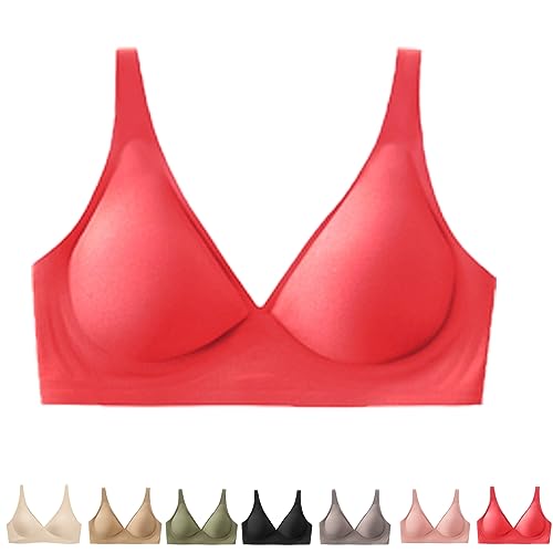 Hokuto Lavania - Nahtloser Premium Komfort BH, Removable Padded Seamless Bra Wireless (2XL, Rot) von Hokuto