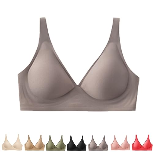 Hokuto Lavania - Nahtloser Premium Komfort BH, Removable Padded Seamless Bra Wireless (L, Kaffeefarbe) von Hokuto