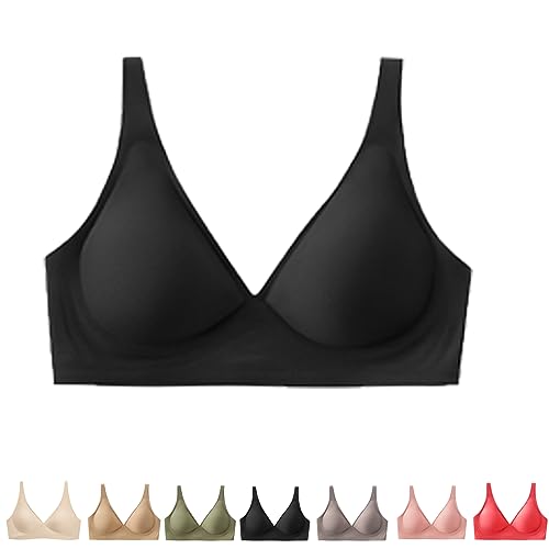 Hokuto Lavania - Nahtloser Premium Komfort BH, Removable Padded Seamless Bra Wireless (S, Schwarz) von Hokuto