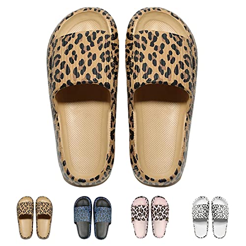 Hokuto Leopard Sandals For Women Men, Leopard Print Shoes Women, 2023 Summer Animal Leopard Slippers Slides Flats (Khaki, EU 38-39) von HOKUTO