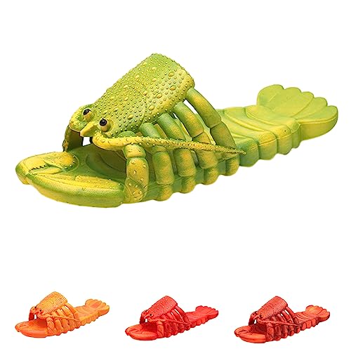 Hokuto Lobster Flip Flops, Lobster Slippers Non-Slip Soft Sole Couple Sandals Slippers Animal Slippers (Green, adult, numeric_44, numeric_range, eu_footwear_size_system, numeric_45, medium) von HOKUTO