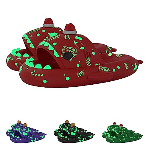 Hokuto Luminous Shark Slides for Christmas Halloween, Unisex Galaxy Shark Slides EVA Quick Drying Non-Slip (Red, adult, numeric_40, numeric_range, eu_footwear_size_system, numeric_41, medium) von Hokuto