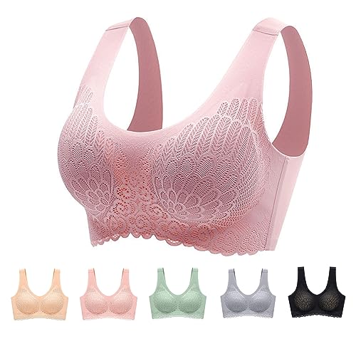 Hokuto Nubutik Anmutiger BH Gegen Hängende Brüste, Push Up Ohne Bügel Damen Spitzen BH (as3, Alpha, l, Regular, Regular, Rosa) von Hokuto