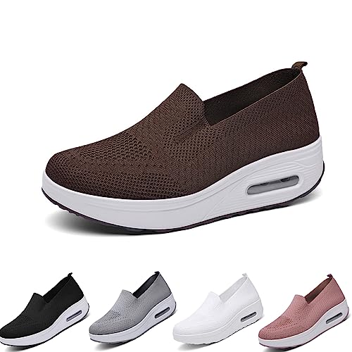 HOKUTO OrthopäDische Damenschuhe, Orthopädische Turnschuhe Für Damen, Orthopädische Damen Slip-On Walking Sneaker (Braun, Erwachsene, 39, Numerisch, EU Schuhgrößensystem, Breit) von HOKUTO