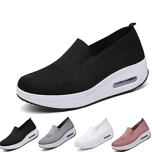 HOKUTO OrthopäDische Damenschuhe, Orthopädische Turnschuhe Für Damen, Orthopädische Damen Slip-On Walking Sneaker (Schwarz, Erwachsene, 41, Numerisch, EU Schuhgrößensystem, Breit) von HOKUTO