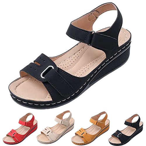 Hokuto OrthopäDische Hausschuhe Damen, Bequeme Orthopädische Offene Zehensandalen Für Damen (Schwarz, adult, numeric_38, numeric, eu_footwear_size_system, medium) von Hokuto