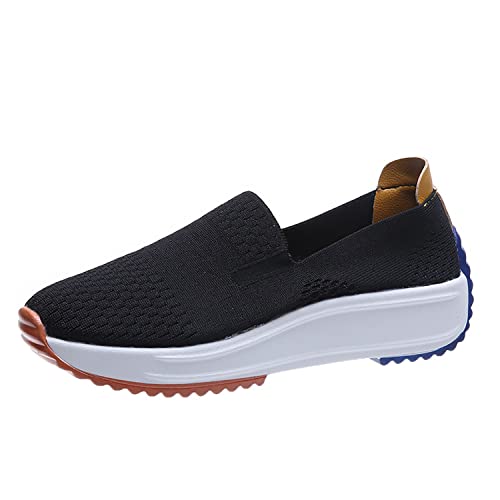 Hokuto Orthopädische Schuhe Für Damen, Plantarfasziitis, Gestrickt, Atmungsaktives Mesh, rutschfeste Plattform, Lässige Turnschuhe, Loafer (Schwarz, Numeric_36) von Hokuto