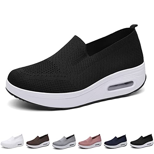 Hokuto Orthopädische Turnschuhe Für Damen, Plateau-Turnschuhe Bequeme, Atmungsaktive Mesh-Stretch-Turnschuhe (Black, Adult, Women, Numeric_37, Numeric, eu_Footwear_Size_System, medium), Schwarz von Hokuto