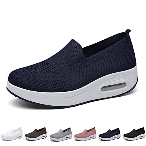 Hokuto Orthopädische Turnschuhe Für Damen, Plateau-Turnschuhe Bequeme, Atmungsaktive Mesh-Stretch-Turnschuhe (Blue, Adult, Women, Numeric_39, Numeric, eu_Footwear_Size_System, medium), Blau von Hokuto