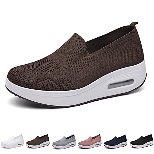 Hokuto Orthopädische Turnschuhe Für Damen, Orthopädische Plateau-Turnschuhe Bequeme, Atmungsaktive Mesh-Stretch-Turnschuhe (Brown, Adult, Women, Numeric_38, Numeric, eu_Footwear_Size_System, medium) von Hokuto