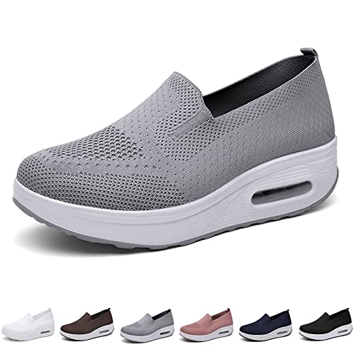 Hokuto Orthopädische Turnschuhe Für Damen, Orthopädische Plateau-Turnschuhe Bequeme, Atmungsaktive Mesh-Stretch-Turnschuhe (Grey, Adult, Women, Numeric_38, Numeric, eu_Footwear_Size_System, medium) von Hokuto