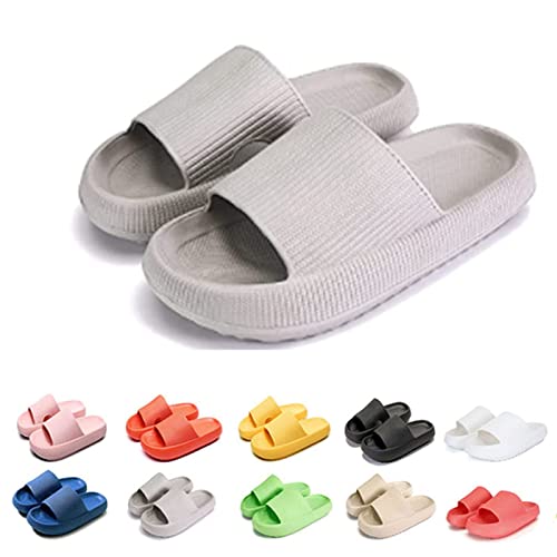 Hokuto Pummy Hausschuhe Original, Pummy Cozy Hausschuhe, Leicht FüR Zuhause Badezimmer Paar Sandalen (Grau, adult, men, numeric_34, numeric_range, eu_footwear_size_system, numeric_35, wide) von Hokuto