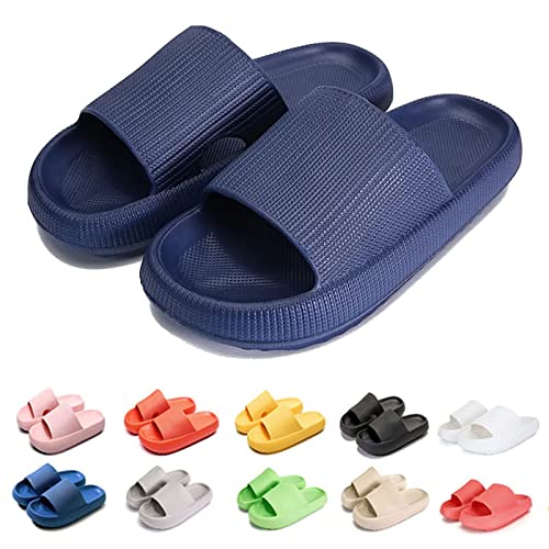 Hokuto Pummy Hausschuhe Original, Pummy Cozy Hausschuhe, Leicht FüR Zuhause Badezimmer Paar Sandalen (Marineblau, adult, men, numeric_36, numeric_range, eu_footwear_size_system, numeric_37, wide) von Hokuto