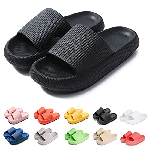 Hokuto Pummy Hausschuhe Original, Pummy Cozy Hausschuhe, Leicht FüR Zuhause Badezimmer Paar Sandalen (Schwarz, adult, men, numeric_36, numeric_range, eu_footwear_size_system, numeric_37, wide) von Hokuto