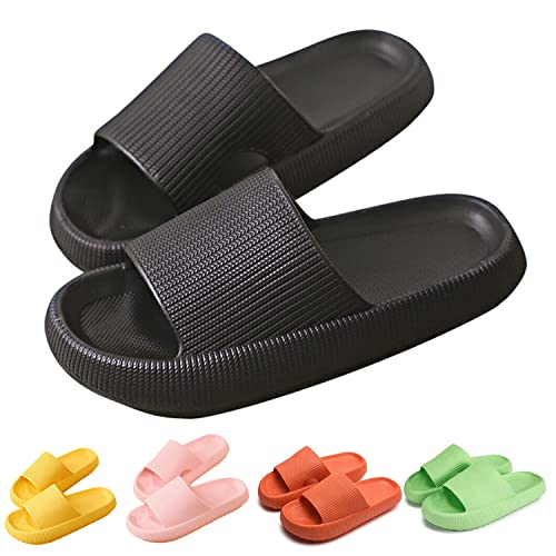 Hokuto Pummy Hausschuhe Original Pummis Weiche Damen Pummies Cozislides Wolkenschuhe Cozy Slides (Black, adult, women, numeric_40, numeric_range, eu_footwear_size_system, numeric_41, wide), Schwarz von Hokuto