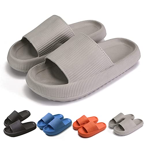 Hokuto Pummy Hausschuhe Original Pummis Weiche Damen Pummies Cozislides Wolkenschuhe Cozy Slides (Gray, adult, women, numeric_38, numeric_range, eu_footwear_size_system, numeric_39, wide), Grau von Hokuto