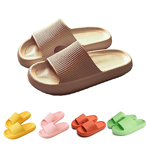 Hokuto Pummy Hausschuhe Original Sommer Pummis Weiche Damen Pummies Cozislides Wolkenschuhe Cozy Slides (Khaki, adult, women, numeric_40, numeric_range, eu_footwear_size_system, numeric_41, wide) von Hokuto