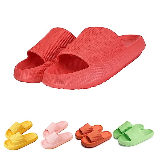 Hokuto Pummy Hausschuhe Original Sommer Pummis Weiche Damen Pummies Cozislides Wolkenschuhe Cozy Slides (Red, adult, women, numeric_38, numeric_range, eu_footwear_size_system, numeric_39, wide) von Hokuto